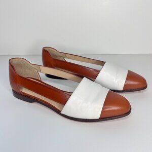 Franco Sarto Brown & White Women's 6.5M Flats Business Round Toe Made in Brazil